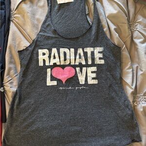 Spiritual Gangster Charcoal Tank Top with Pink Glitter Heart